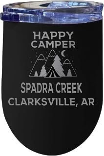 Spadra Creek Clarksville, Ar Souvenir 12 oz Black Laser Etched Insulated Wine Stainless Steel Tumbler