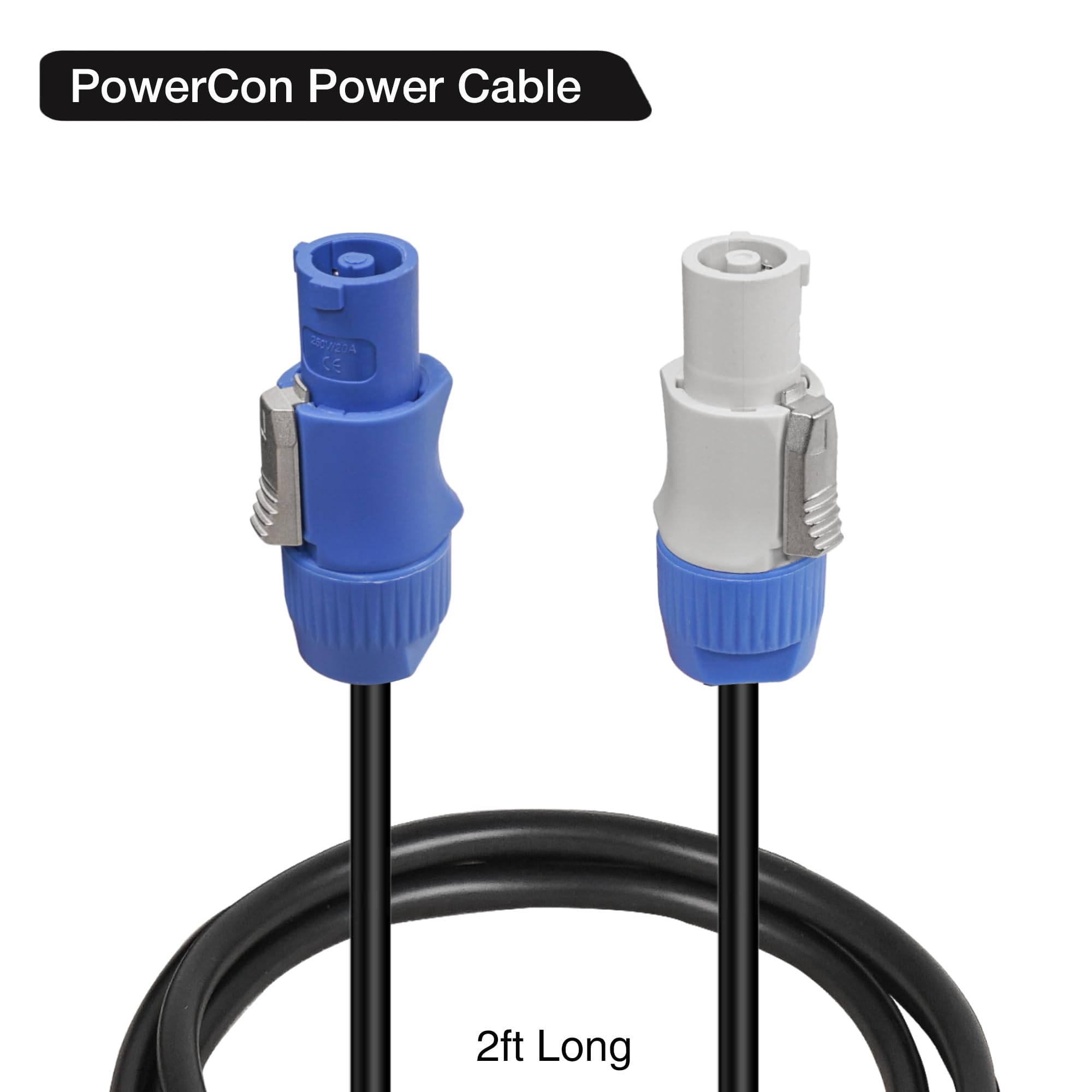Sound Town Confezione da 4 cavi PowerCon CA da 0,6 m da 14 AWG con Twist Lock, cavo da ingresso PowerCon a 3 pin per altoparlante alimentato, luce da palcoscenico, schermo LED, apparecchiature audio
