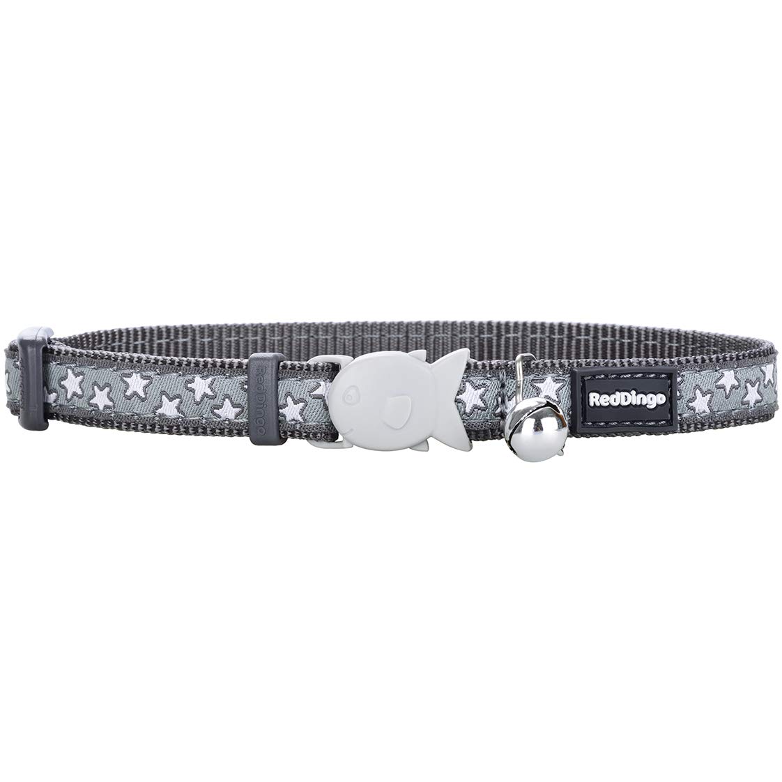 Red DingoCat Collar Design, Stars Grey, Extra Small 12mm