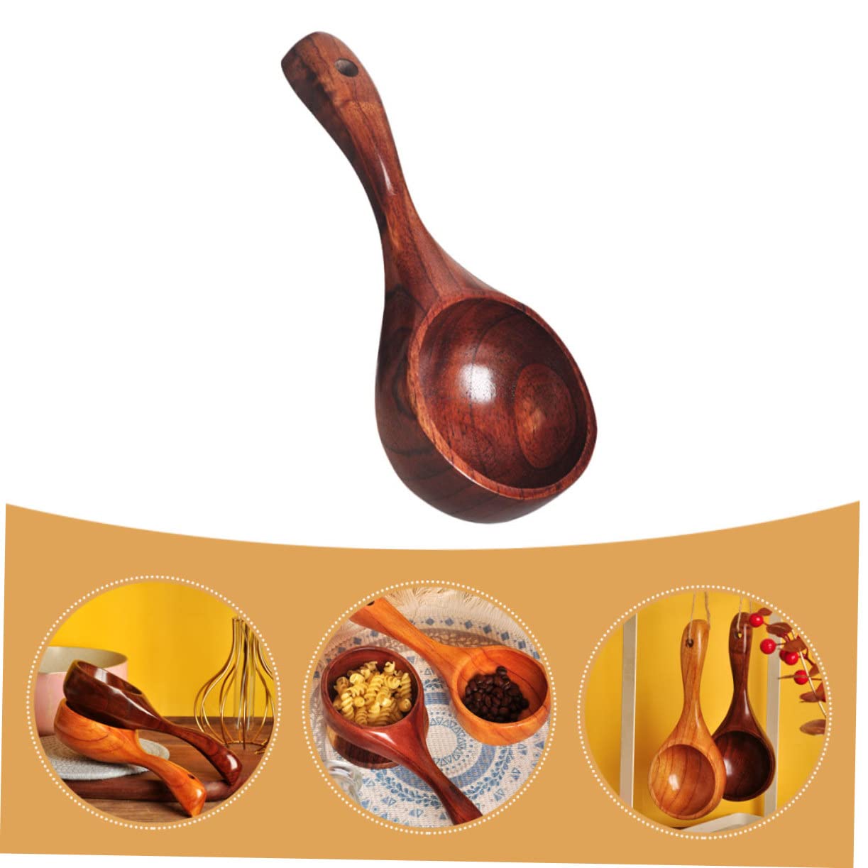 HAKIDZEL Rice Spoon Paddle Wooden Ladle for Soup Water Ergonomic Long Handle Home Restaurant Use
