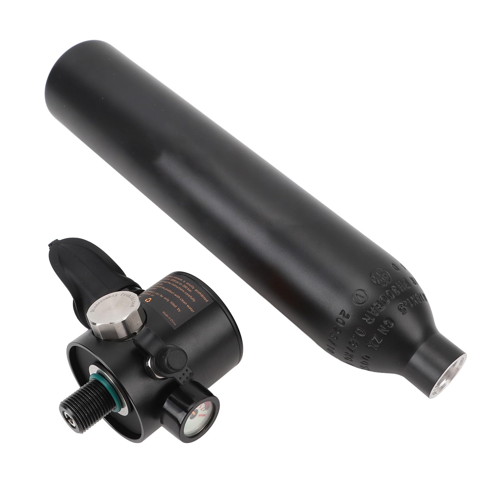 Mini Scuba Tank 0,5 L, Przenośna Butla z Tlenem do Nurkowania z Ciśnieniem i Regulowanym Oporem Oddychania, Idealna do Snorkelingu i Nurkowania, Czarna