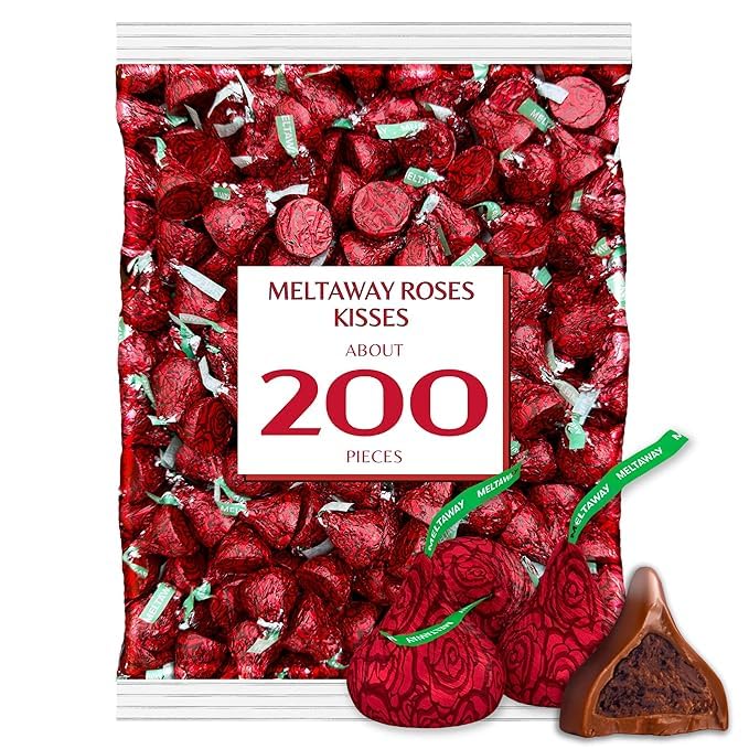 Meltaway Kisses, 2lb Pack of Chocolate Roses Individually Wrapped Bulk, Ideal Valentine Kisss for Valentine's Day Surprises, Perfect Valentines Chocolates for Romantic Gifts