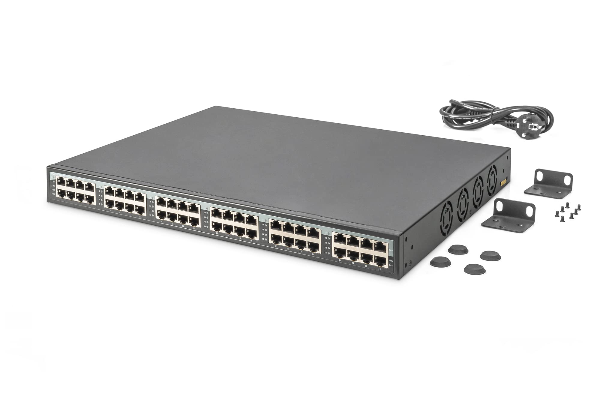 DIGITUS PoE+ Injecteur - 24 ports - IEEE802.3at - 10 Gbit/s - rack 19 pouces - 370 Watt total - jusqu'à 30 Watt/port