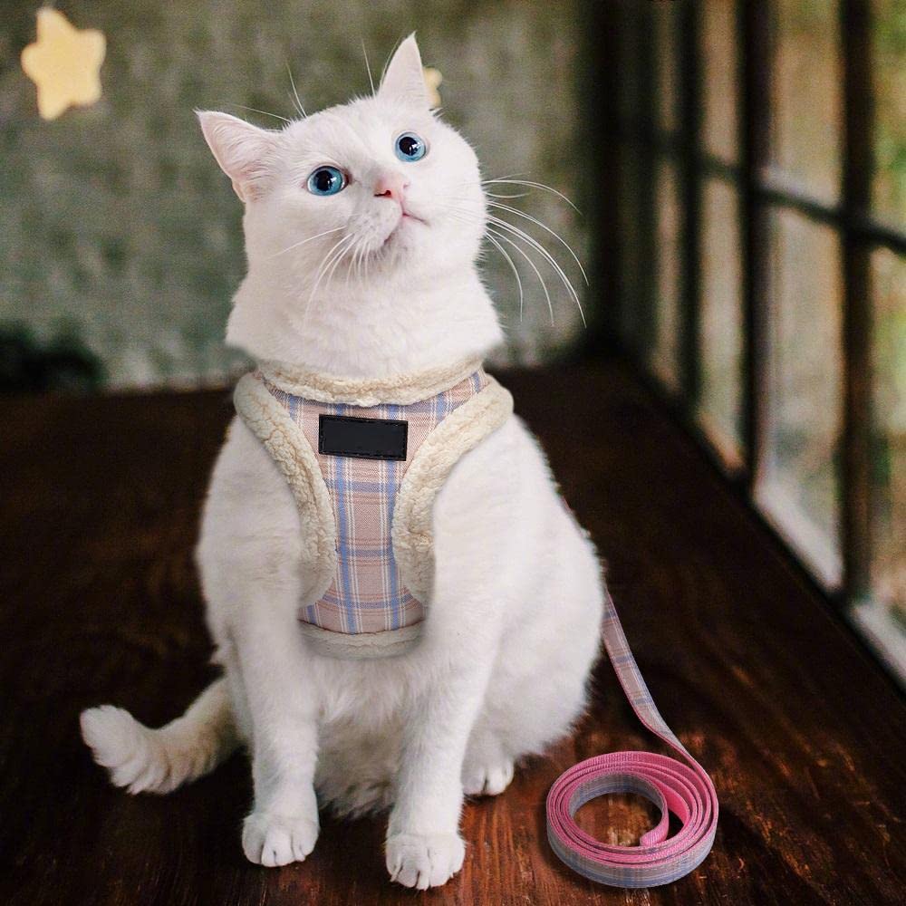 Hundegeschirr, Und Leine Weiche Weste Gepolsterte Haustier Welpen Geschirr Set Einstellbar for Kleine Mittelgroße Hunde Blau M(Pink,XS)