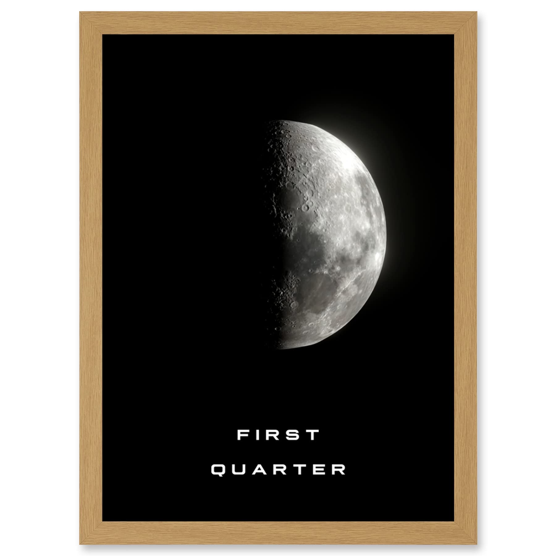 Artery8 Phases of the Moon Astronomy First Quarter Lunar Space Poster Artwork Framed Wall Art Print A4