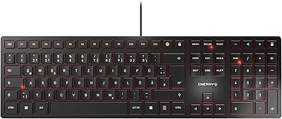 CHERRY KC 6000 SLIM, ultra-slim design keyboard, German layout (QWERTZ), wired (USB-A connection), quiet, durable, key marking, black