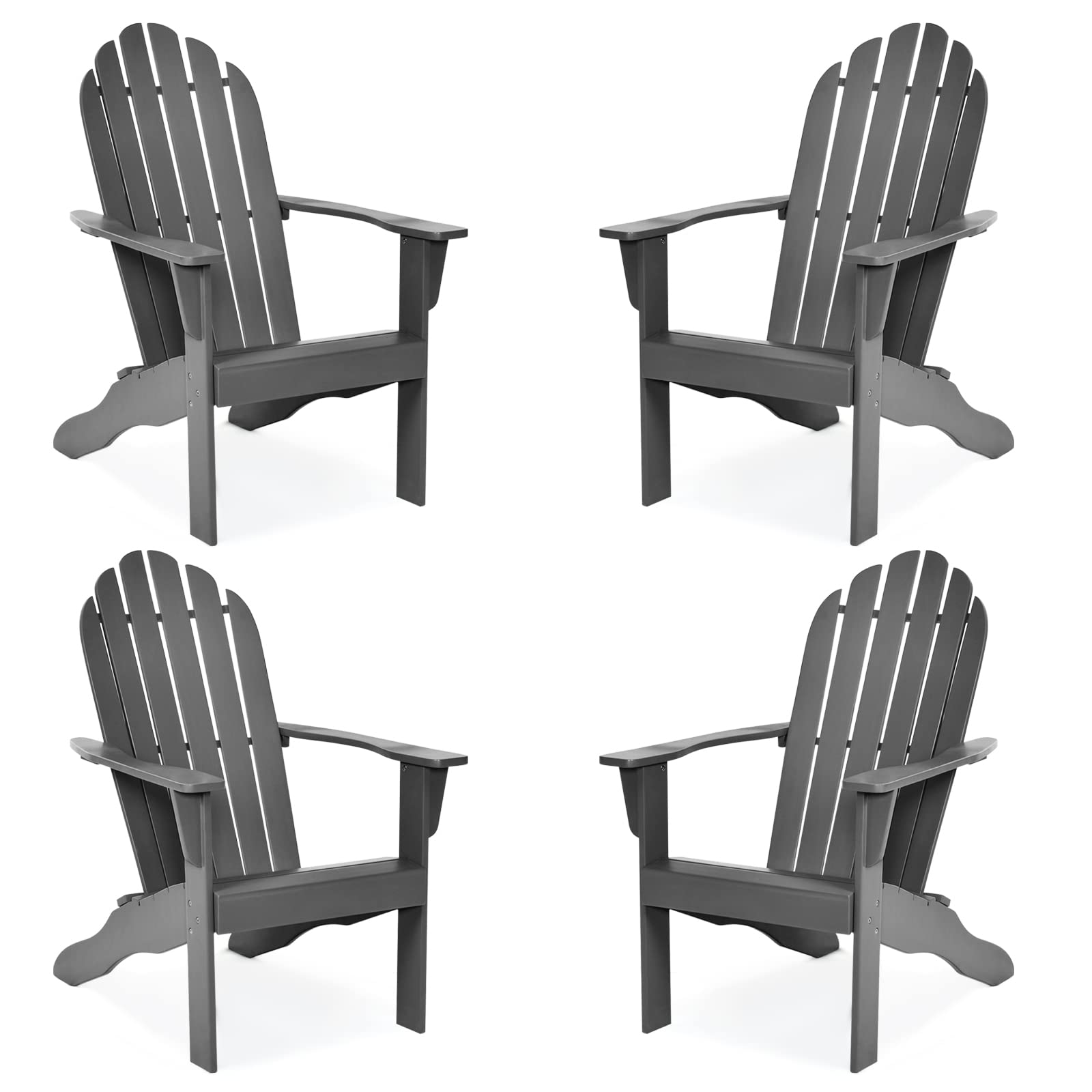 Tangkula Adirondack Chair, Acacia Wood Adirondack Lounger Chair, Outdoor Armchairs with Slatted Seating, Weather Resistant