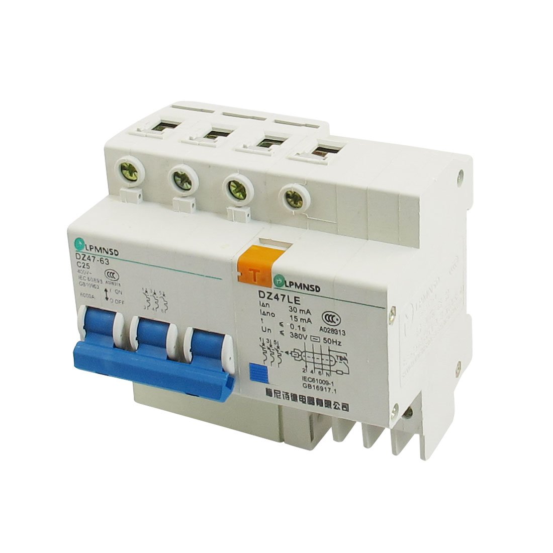 IEUMJNAT DZ47-63 DZ47LE 25A 400VAC 6000A ELCB -Professional - Leakage Circuit Breaker