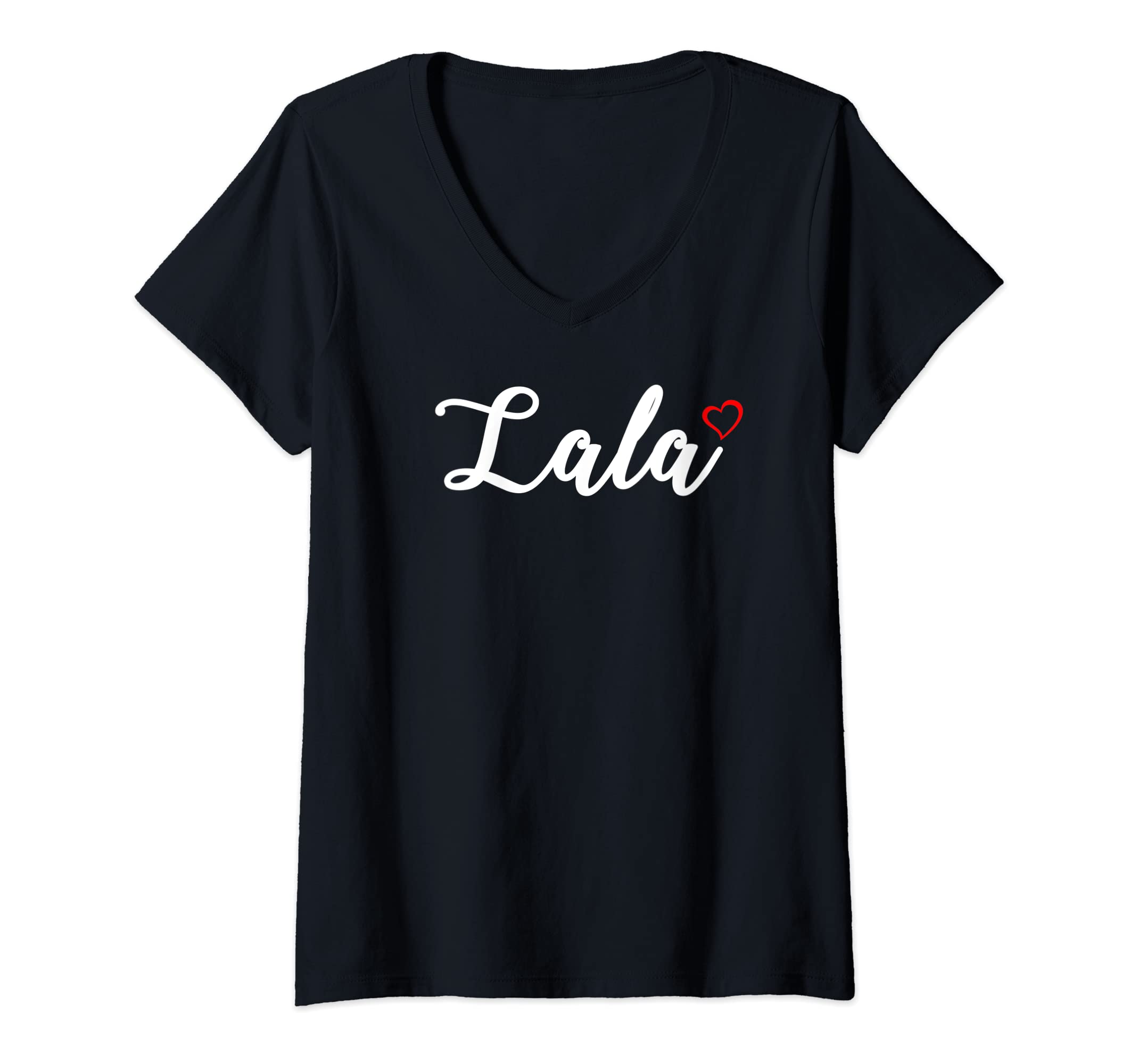 Womens Cute Lala Lover Gift for Women Grandma Christmas Gifts V-Neck T-Shirt