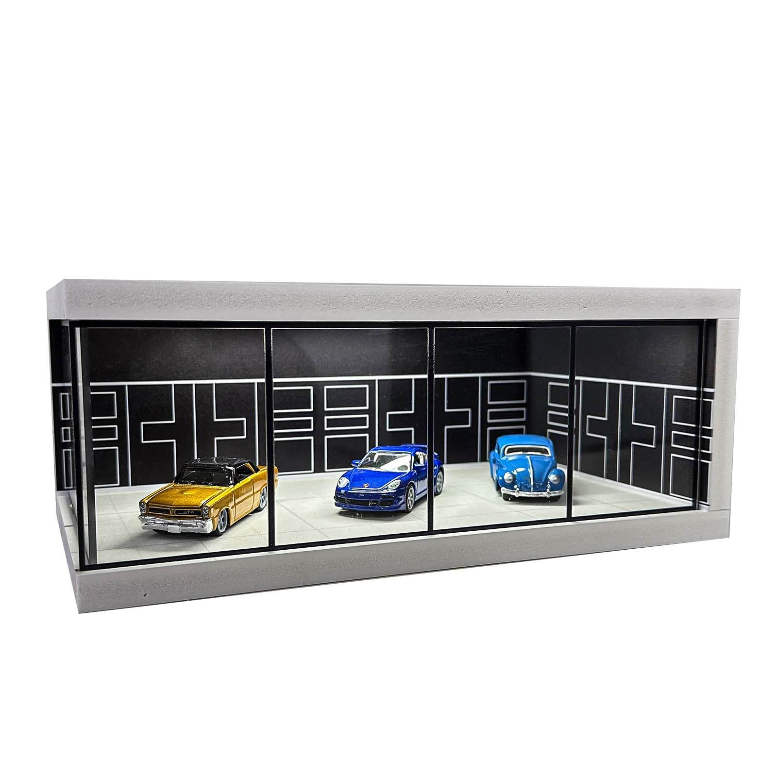 Luay Wuliza Hot Die-Cast Wheel Display Case , 1/64 Die-Cast Car Display Case with LED Lights Alloy Car Model Display Case (Black)