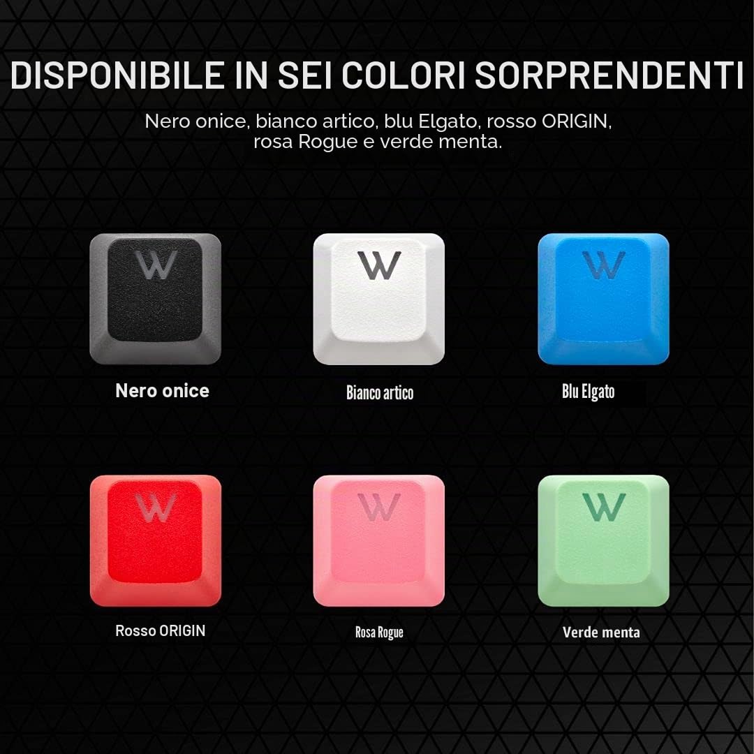 Corsair PBT Double-Shot Pro - Kit di modifica tasti PBT Double Shot, nero onice, fondo standard, superficie testurizzata, pareti spesse 1,5 mm, ammortizzatori con O-ring