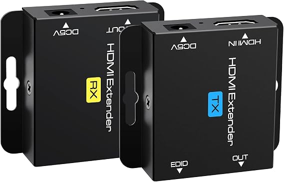 VEDINDUST HDMI Extender Over Cat5e/6/7 Ethernet HDMI Transmitter Receiver Supports EDID 1080p POC (Requires TX Power Supply Only for Work) (1080P 50m POC)