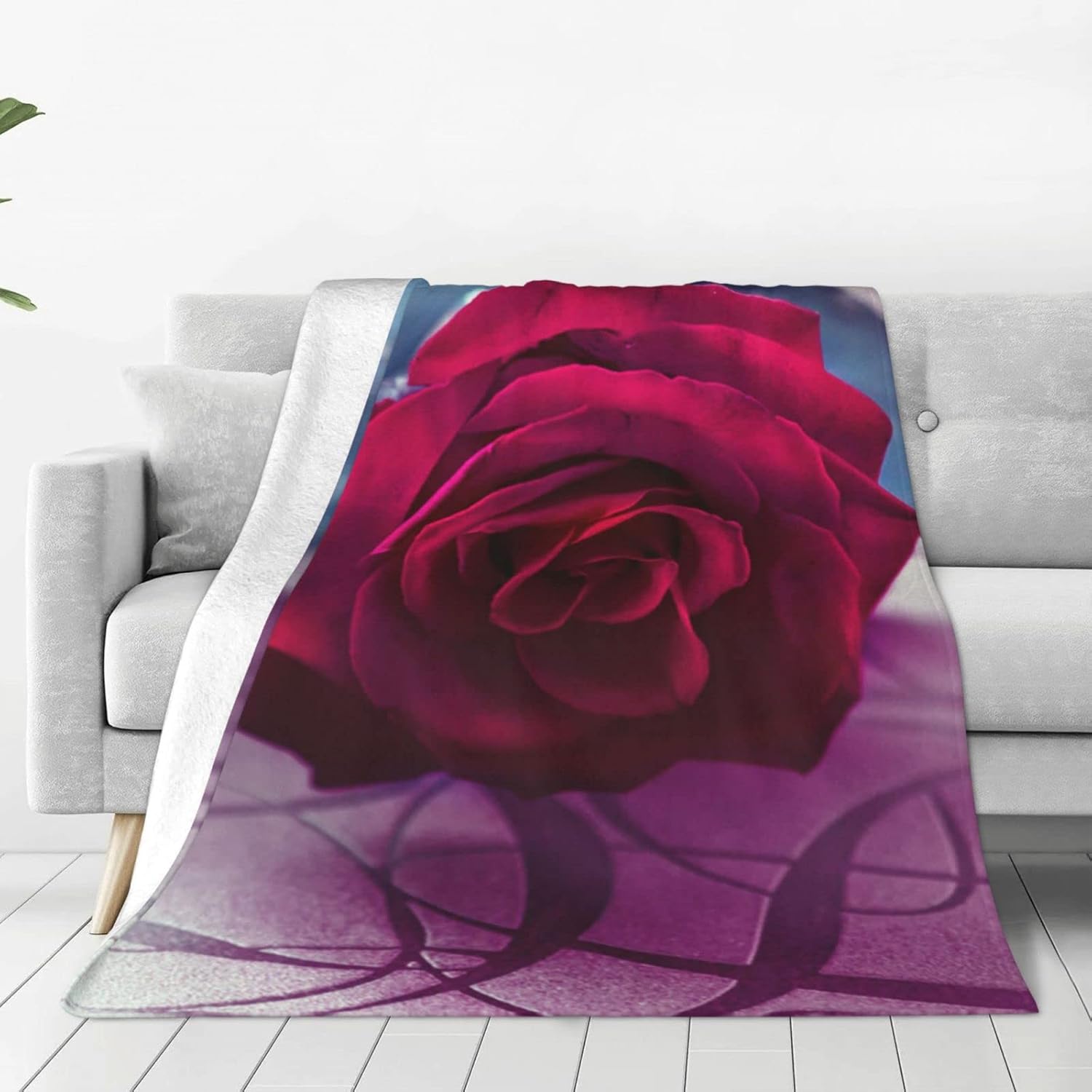 Red Rose Blanket Fantasy Floral Throw Blankets Throw Flower
