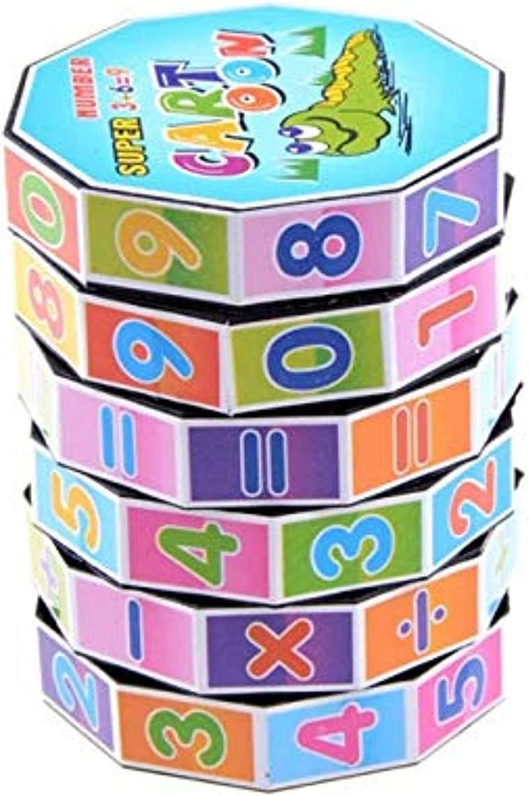 School Innovate Cylindrical Number Magic Cube from 0-9 with Formulas Puzzel (Multicolor)