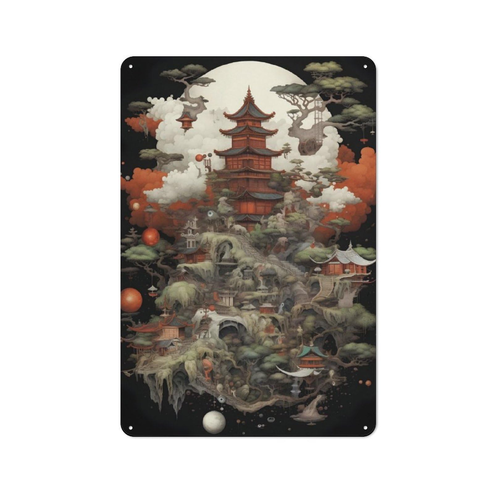 Junmoney Fantasy Japan 04 Retro Metal Plaque 30X20cm For Bar Or Restaurant, Suited To Restaurant Interior Fans
