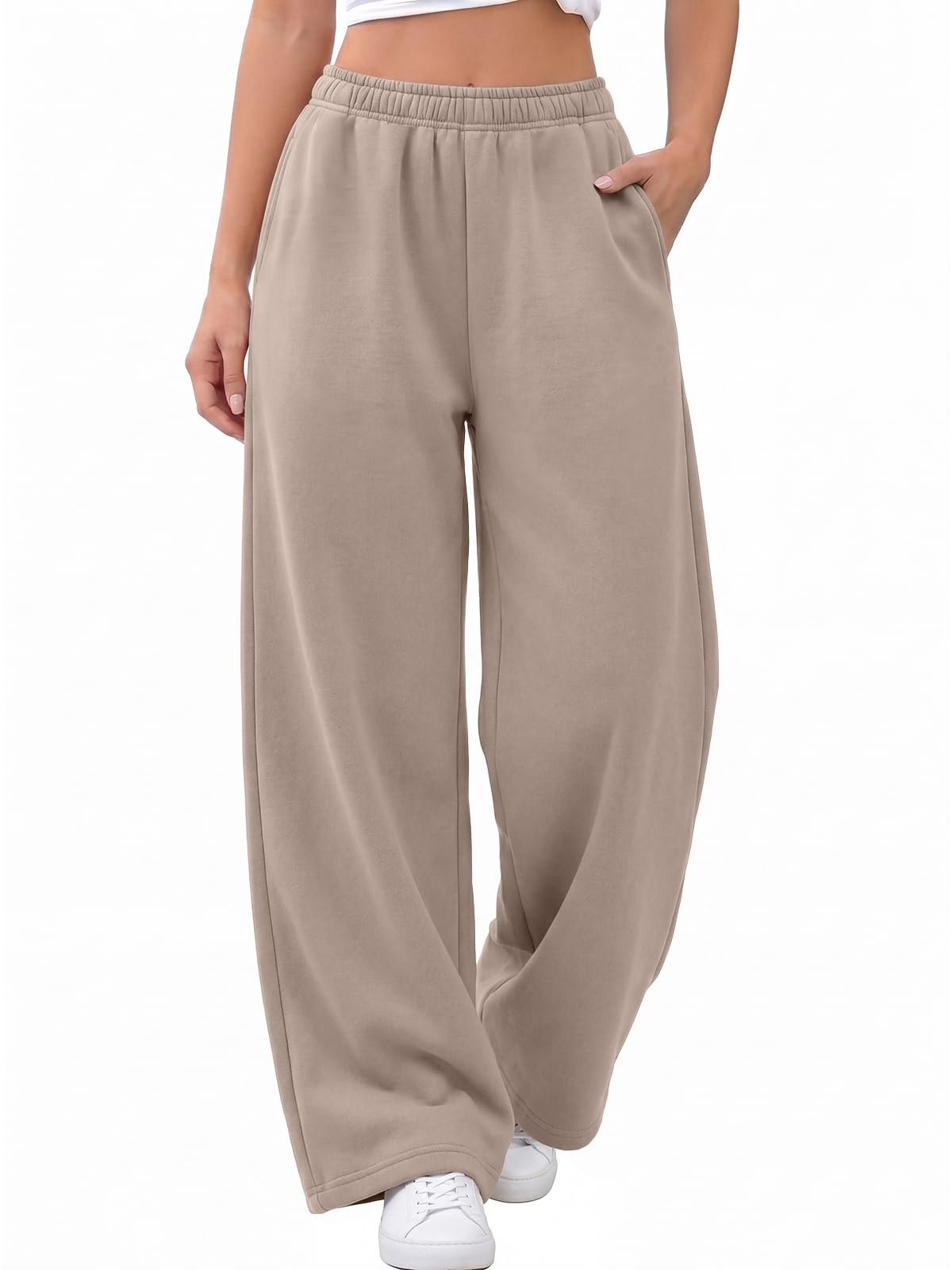 Trendy Queen Womens Wide Leg Fleece Lined Fall Sweatpants | Baggy Lounge Sweat Pants Fashion Casual Joggers Comfy Winter clothes outfits