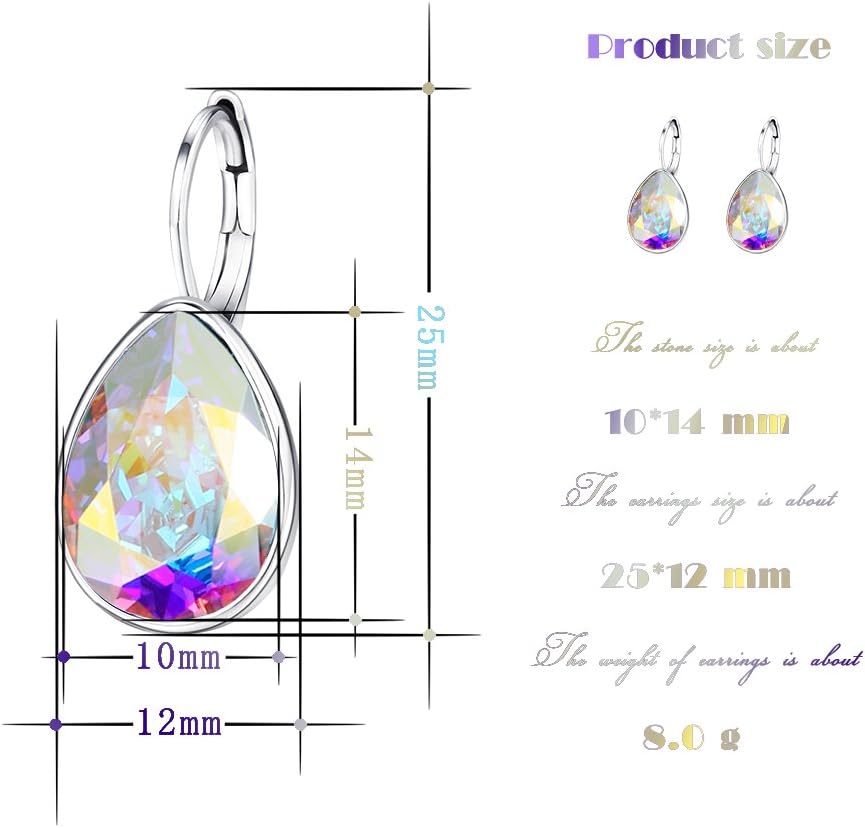 Xuping Jewelry Huggies Crystal Teardrop Earrings for Women Clear Crystals Leverback Silver Earring Fashion Party Jewelry Gifts - Image 2