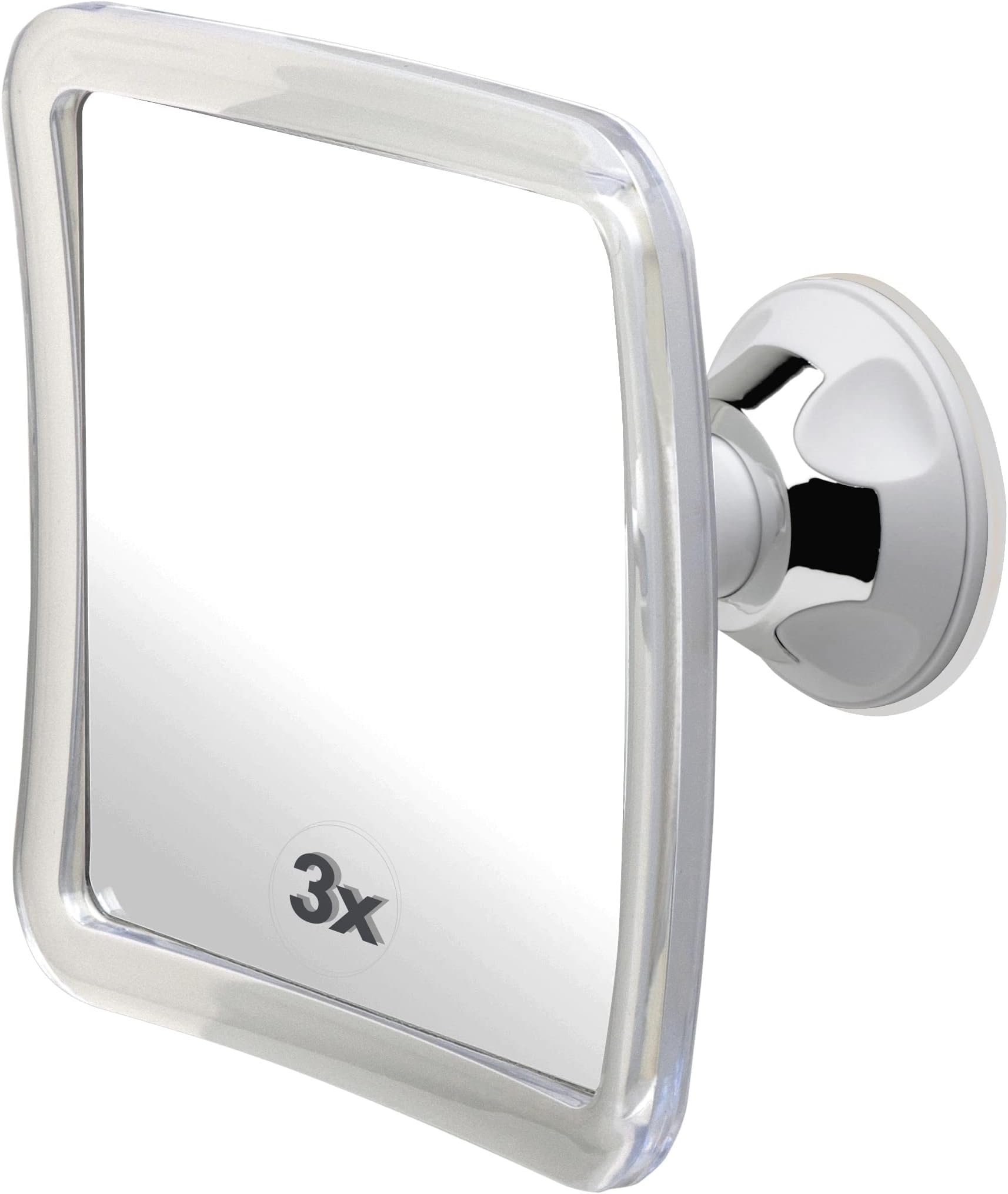 Mirrorvana Men's Clear 3X Magnifying Fogless Shower & Shaving Mirror With Suction Mount For Bathroom, Anti Fog Shatterproof Surface And 360° Swivel, 16Cm X 16Cm