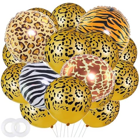 28 pcs Leopard Balloons set ,Leopard Print Balloons Jungle Animal Balloons Leopard Spots Balloons for Jungle Zoo Animals Party Supplies Cover