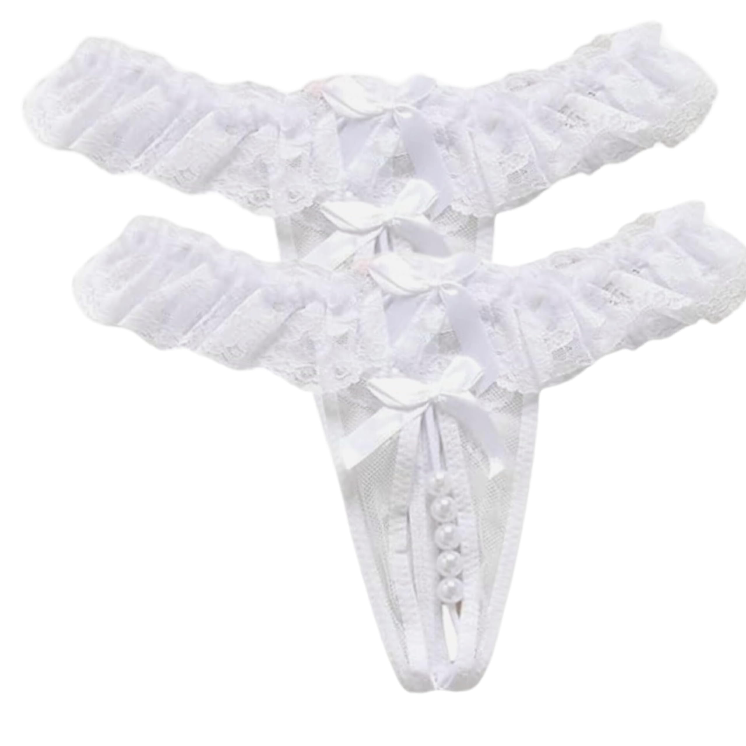Women's Erotics Pendant Pearl Beaded Nylon, Net and Lace G-String Panty Thong Bikini Chadhhi Moisture-Wicked Breathable Lightweight Microfiber Comfortable, Pack of 2-image-29