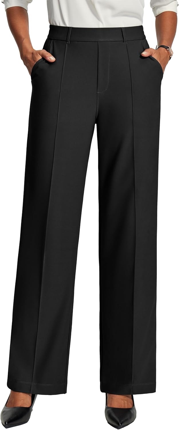 IUGA Womens Dress Pants Stretchy Work Pants Business Casual Wide Leg Slacks Trousers Office Outfits