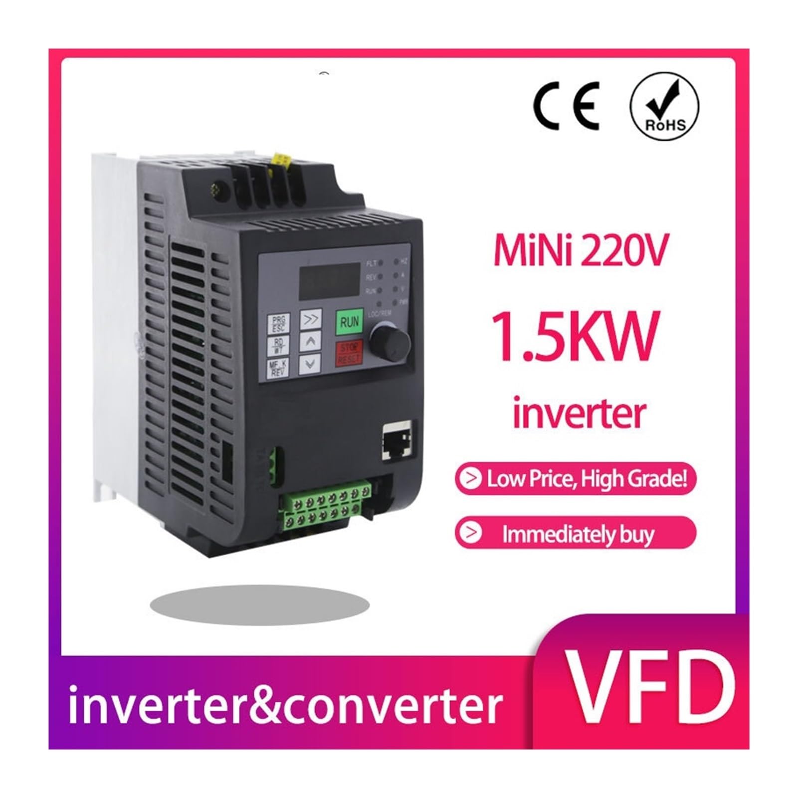 TK6100FH 1024 * 600 risoluzione colore variabile convertitore di frequenza inverter VFD 0.75kw-15kw 220V ingresso singolo a trifase 220V e 380V 50Hz/60Hz (0.75kw-1HP)
