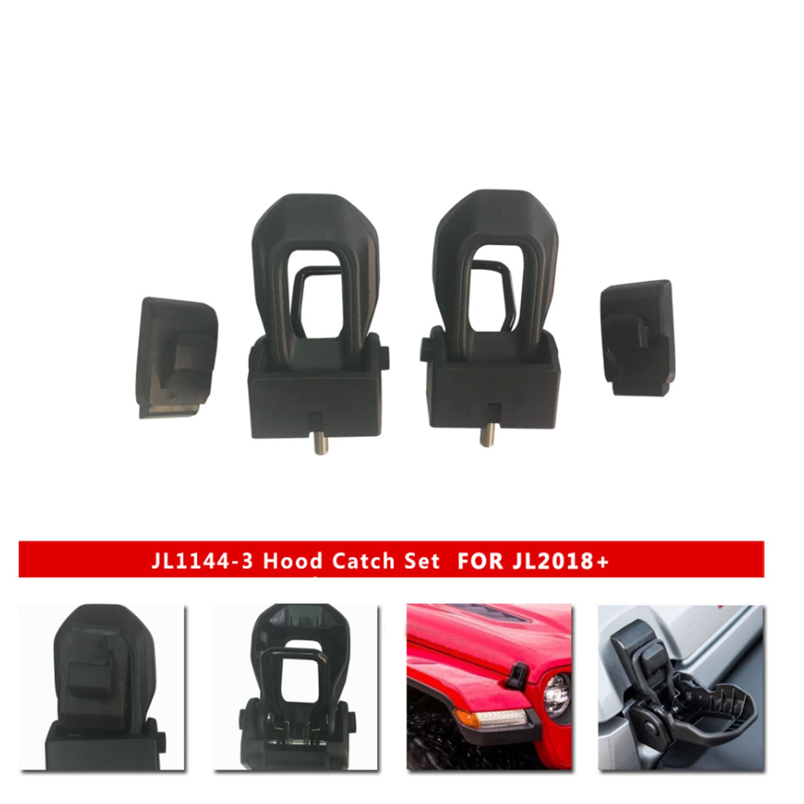 Staffa di bloccaggio del cofano dell'auto Chiusura a scatto Fibbia, fibbia di bloccaggio in acciaio inossidabile ABS adatta per Wrangler JK JL 2007-2018