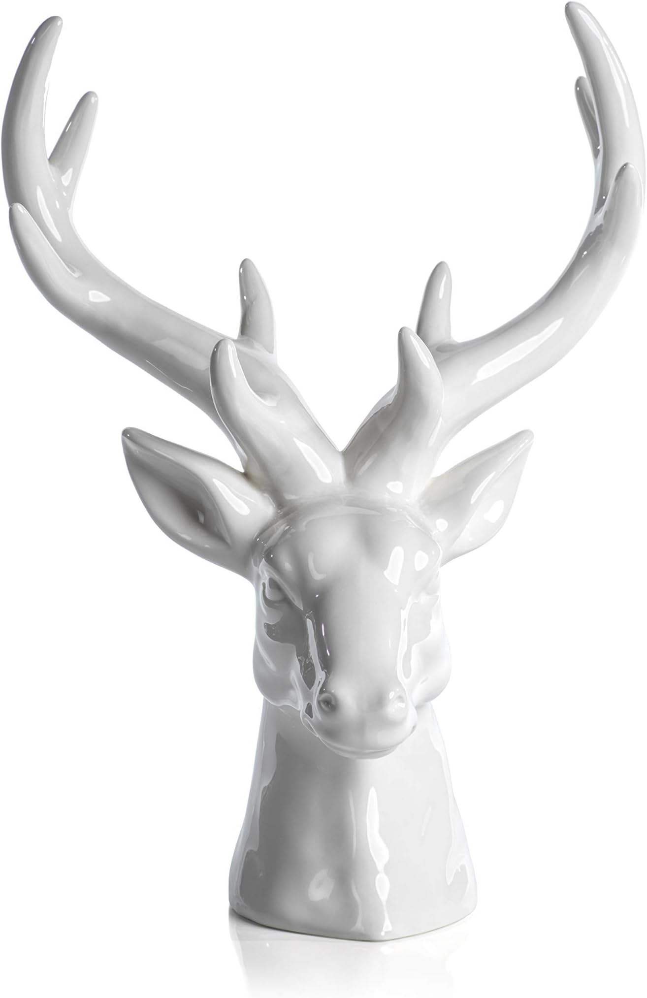 ZodaxWhite Ceramic Stag Head Figurine Statue Sculptures