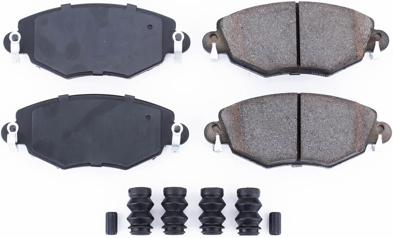 PowerStop Front Brake Pads For Jaguar X-Type 2002-08 - Z17 Ceramic Brake Pads With Installation Hardware, 17-910