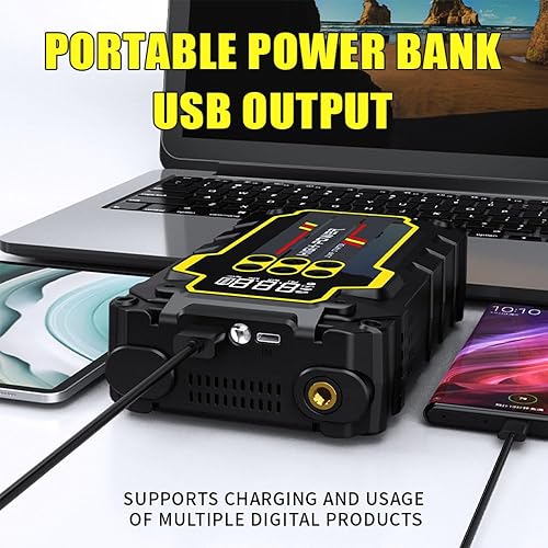 Miniatura 4 de Jump Starter 2800A 12V Batería de coche Booster Pack (hasta 7.0L Gas, 5.5L Diesel), banco de energía portátil con compresor de aire, linterna LED de