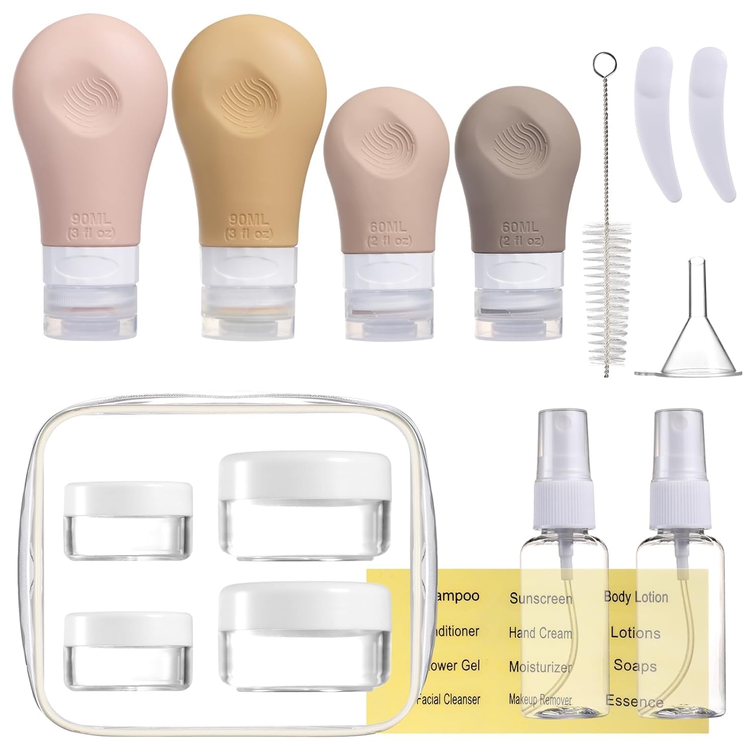 Voroly 16 Pcs Travel Bottles Set for Toiletries, Travel Size Containers Leak Proof Silicone Squeezable Tubs Accessories for Shampoo Conditioner Lotion Body Wash (16 Pcs Travel Set, Multi)-picture-42