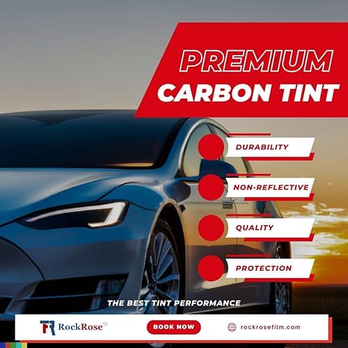 RockRose - Tinte profesional de carbono prémium para ventana de automóvil, VLT del 1 %, 2 capas, película adhesiva con filtro térmico, IRR y UV para