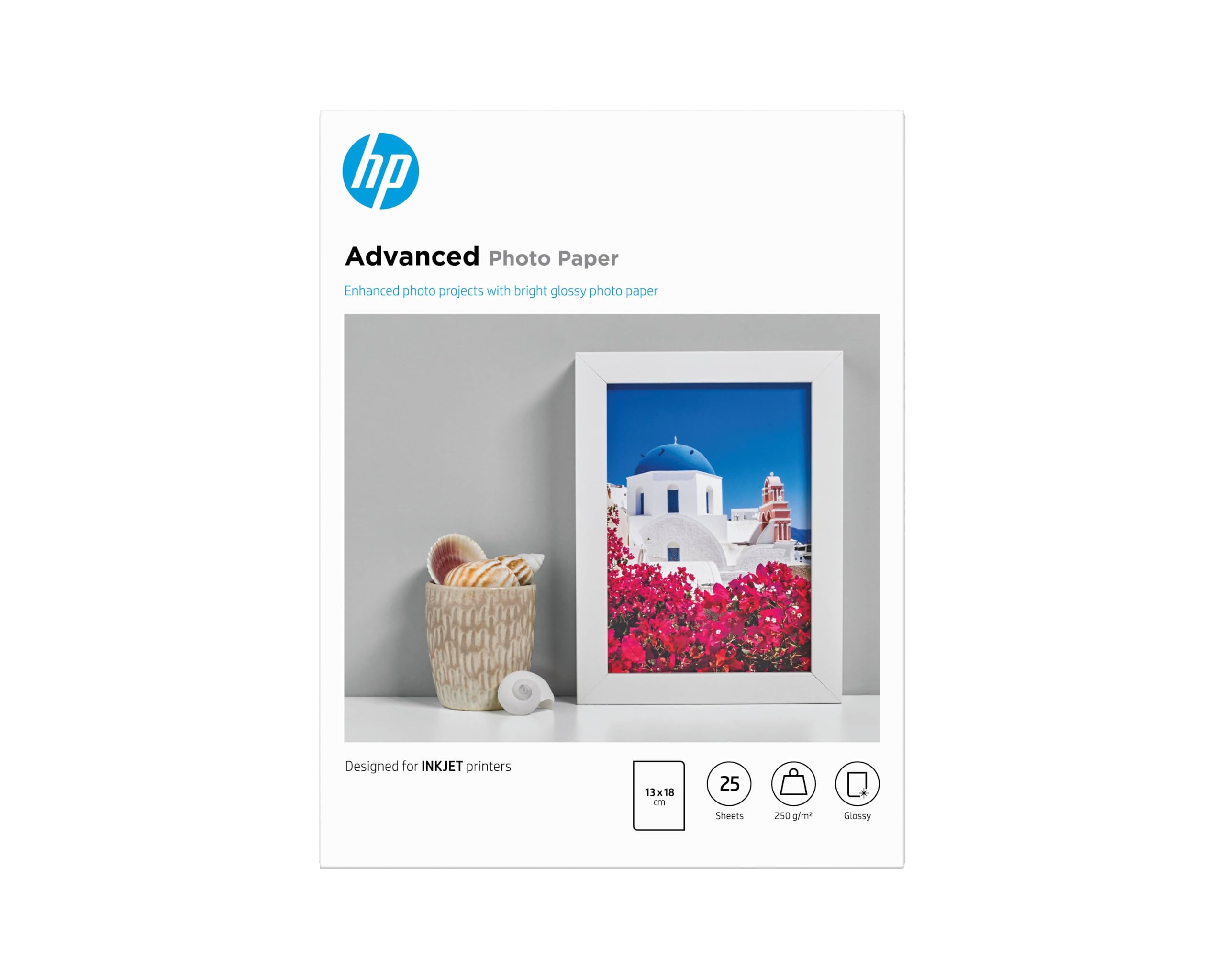HP Carta fotografica lucida Q8696A 250 g/m2 13x18 cm 25 fogli