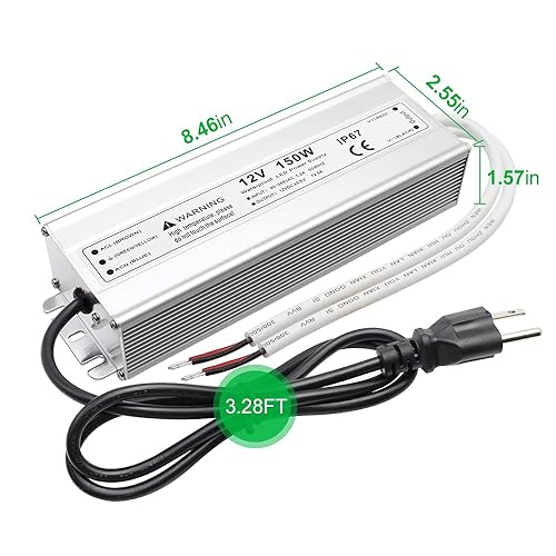 Miniatura 5 de Fuente de alimentación LED de 150 W y 12 voltios, controlador LED IP67 impermeable, convertidor de CA de 110 V a 12 V CC, transformador LED de