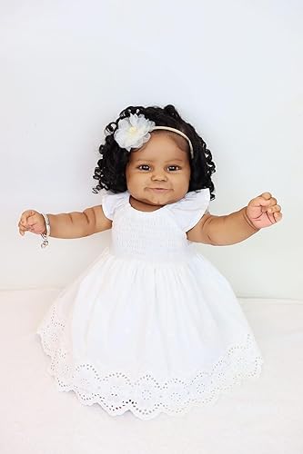 Miniatura 3 de Pinky - Muñecas de bebé recién nacidas realistas de 24 pulgadas, 23.6 in, de silicona, de vinilo, piel negra, afroamericanas, de la vida real,