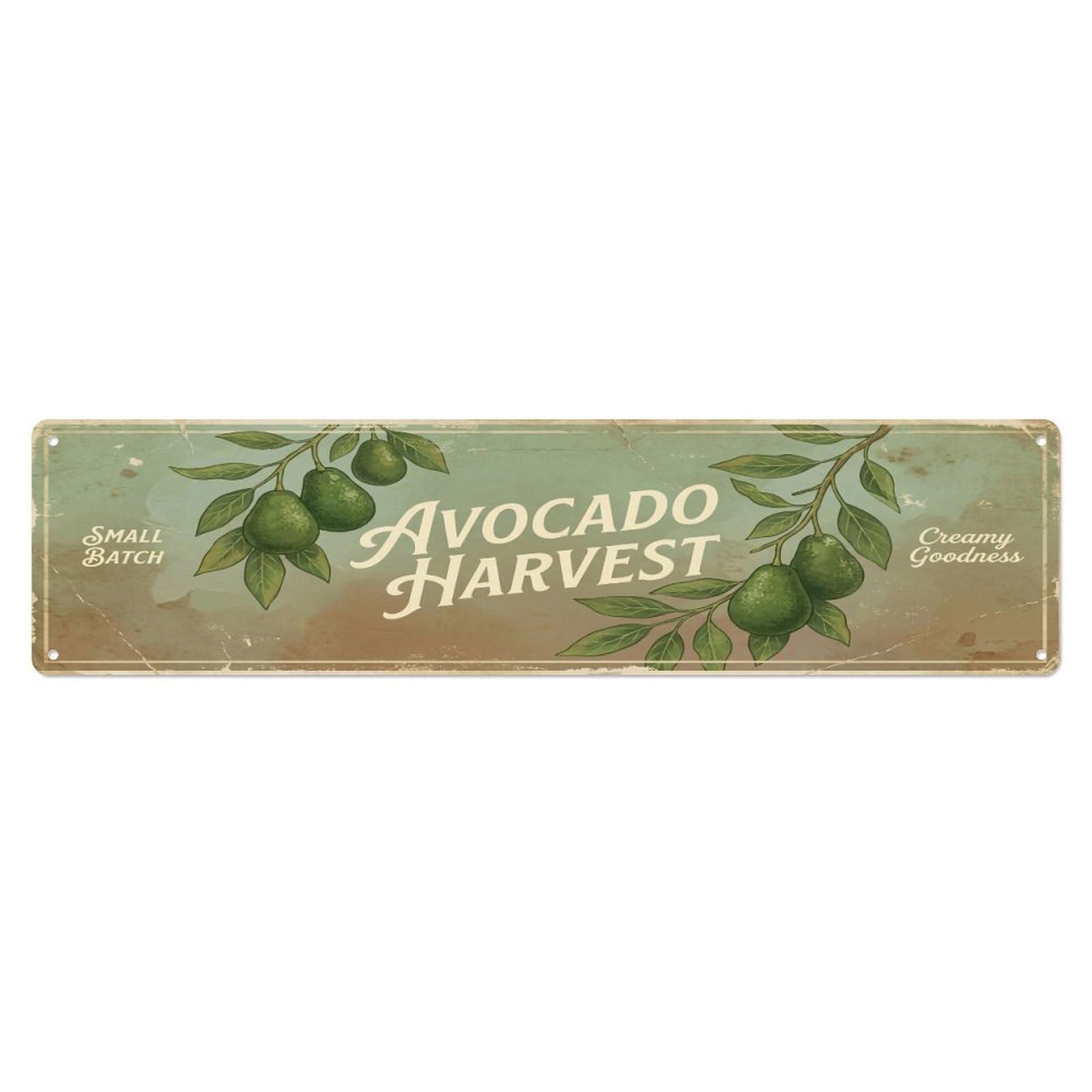 Olhnbad 4X16inch(10X40cm) Vintage Cottagecore Garden Avocado Harvest Banner Metal Tin Sign