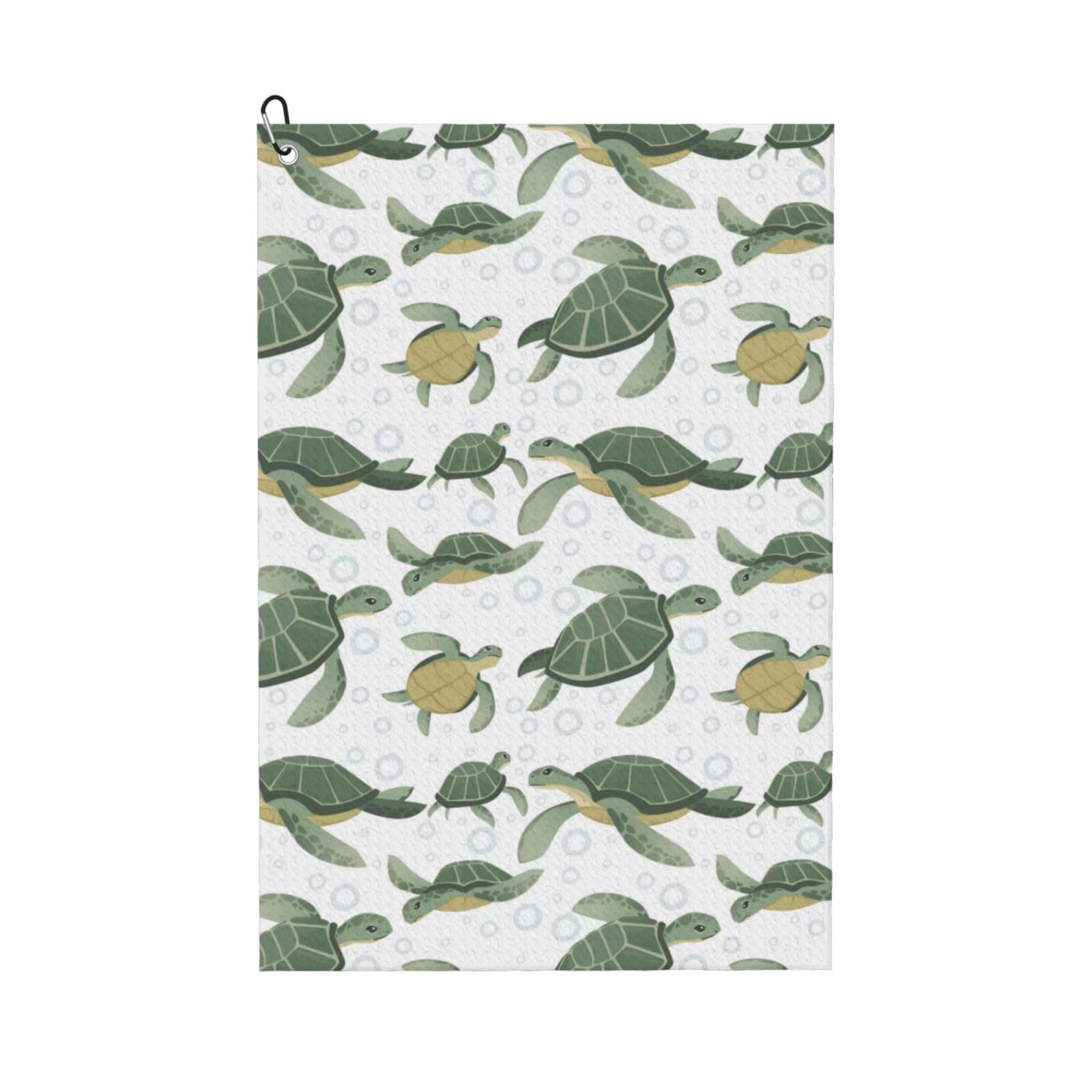 AOOEDM Cute Turtle Print Golf Towel with Carabiner Clip Absorbent Microfiber Golf Towel for Cleaning Golf Ball Club Putter Iron for Golf Bag Trolly Belt Loop 16" X 24"
