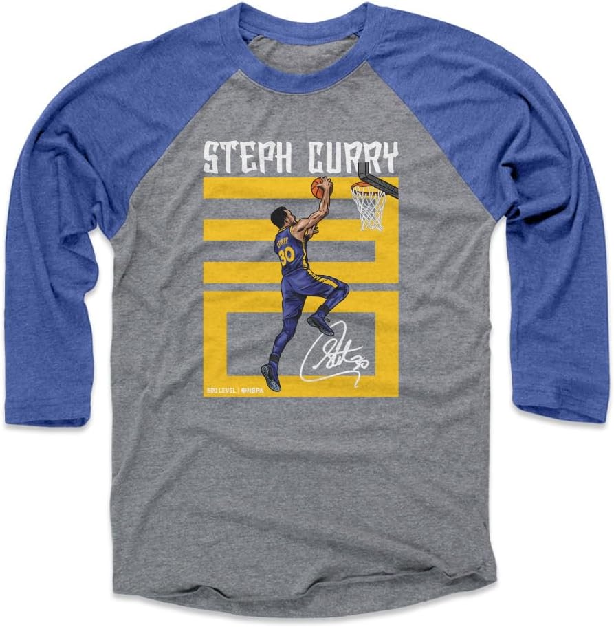 500 LEVEL Steph Curry Number Golden State Warriors 3/4 Sleeve Raglan T-Shirt