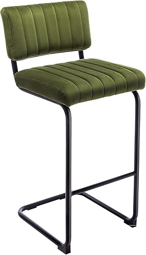 Miniatura 8 de ONEVOG Taburetes de bar de terciopelo verde de 30 pulgadas de altura con respaldo y patas de metal voladizas, taburetes de bar tapizados modernos de