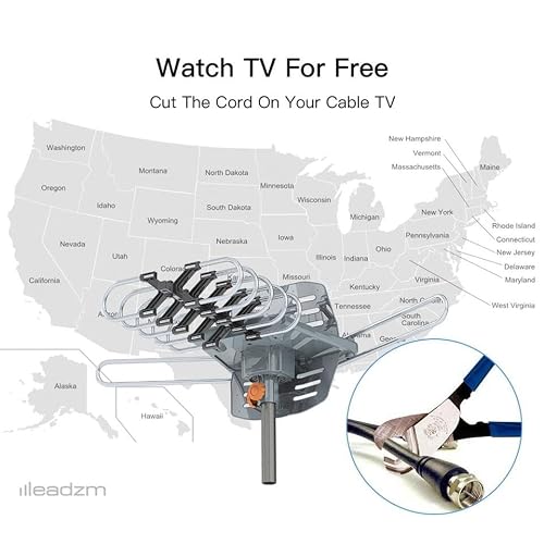 990 Mile Outdoor Amplified TV Antenna HDTV 1080P 4K 36dB Motorized Rotation 360° - Thumbnail 4