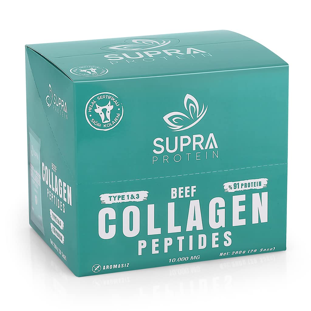Supra Protein Beef Collagen 28 Saşe- Hidrolize Kolajen Peptidleri, Toz Form, TİP 1 &3, Aromasız