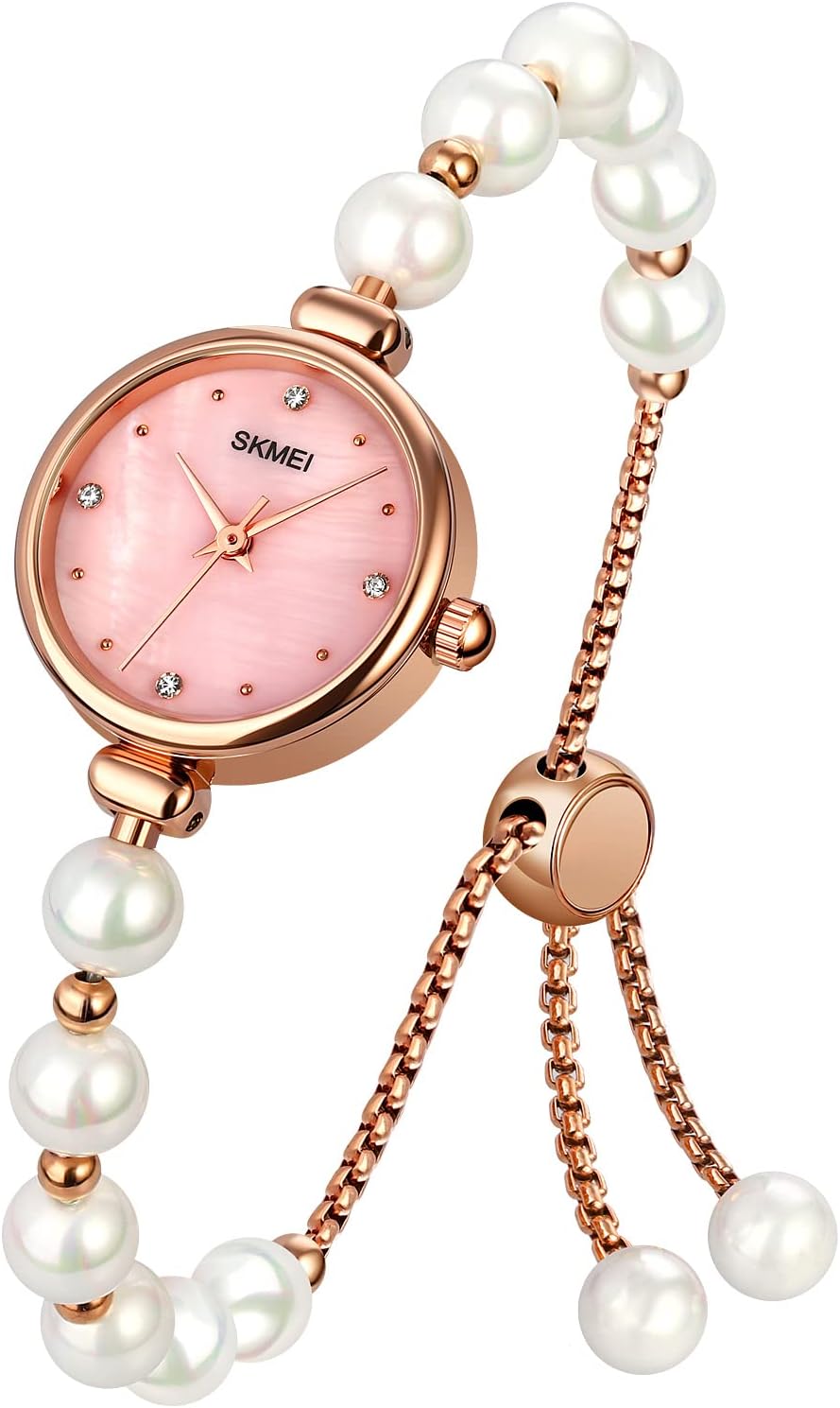 TonnierWatches Women Analog Quartz Watch Mosaic with Diamonds Bracelet Dress Watch for Female Waterproof Wristwatch with Rose Gold Bracelet