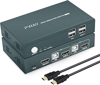 GREATHTEK HDMI KVM Switch USB 2 Port Umschalter 4K, 4K@30Hz,USB2.0, 2 PC 1 Monitor,2 In 1 Out, Hotkey Switch,YUV 4: 4: 4, ...