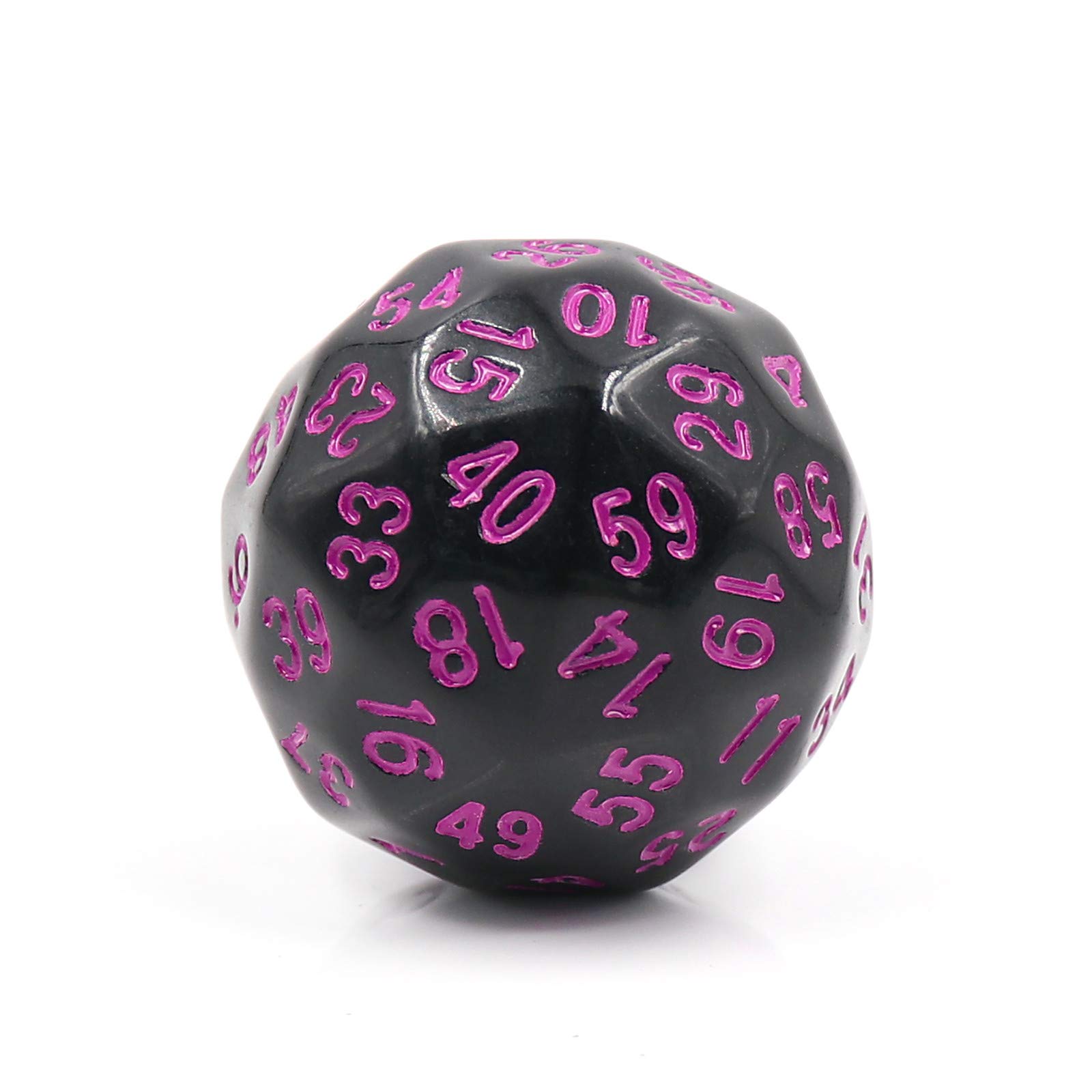 HD Dais Colorful 60 Sided Polyhedral Dice (D60) | Solid Black Color,with Rose Red Numbering (35mm) ,for Dungeons and Dragons DND MTG RPG Poker Casino Replacement with Grey Waterproof Bag