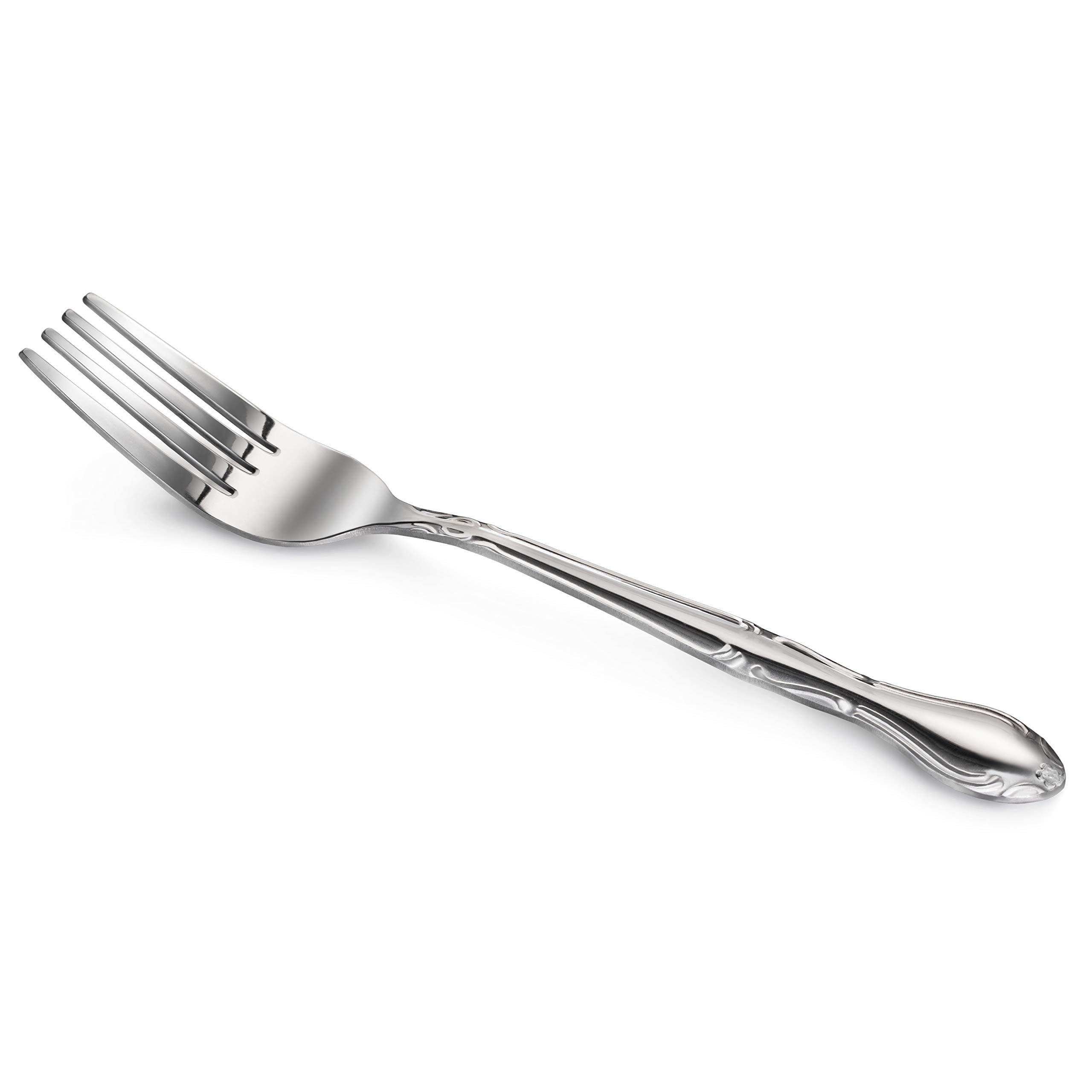 New Star Foodservice 58642 Stainless Steel Rose Pattern Dinner Fork, 7.2-Inch, Set of 12