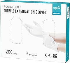 EUROPAPA® 200 guanti usa e getta in nitrile senza polvere EN455 EN374, guanti monouso senza lattice, taglie S, M, L & XL disponibili (S, Bianco)