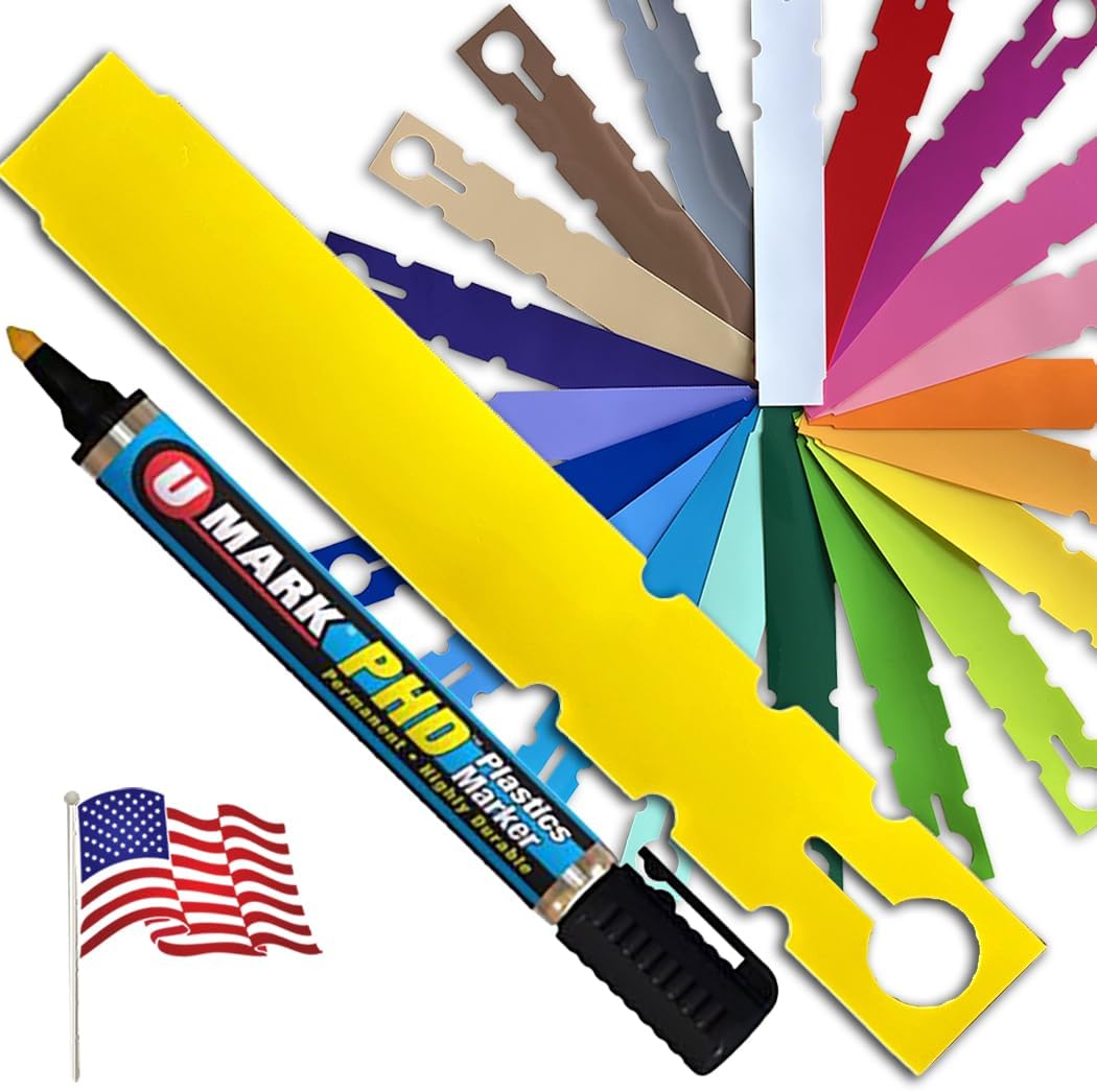 7" x 1" Yellow with Marker - 500 Pcs - Plastic Plant Tags and Labels - Wrap Around Thermal Plastic - Nursery Garden Tree Labels | Made in The USA |