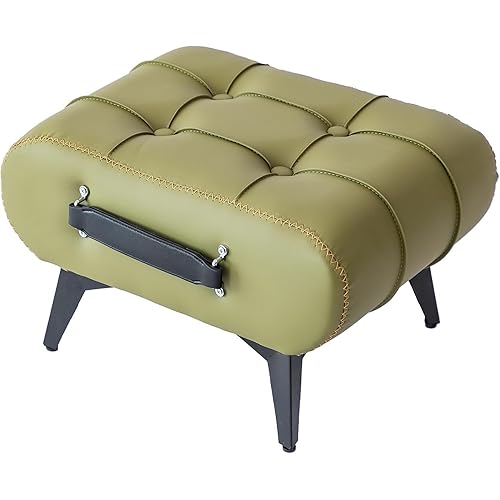 Small Footstool Ottoman - Stylish and Functional Faux Leather Footrest for Extra Seating in Living Room, Entryway, or Office