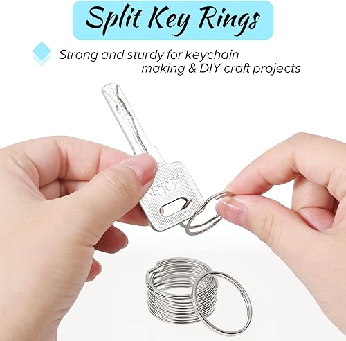 Vista 4 de PAXCOO 200 llaveros divididos a granel para llaveros y manualidades, 1 pulgada (0.984 in)