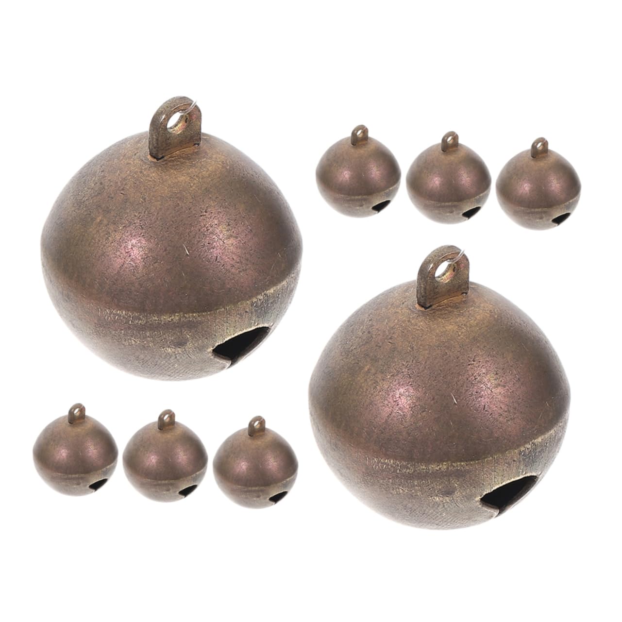 CORHAD 8Pcs Small Copper Bells for Dogs Vintage Decorative Pet Collar Charms with Easy Attachment Rings Versatile Crafting Mini Bells for Keychains and Bracelets